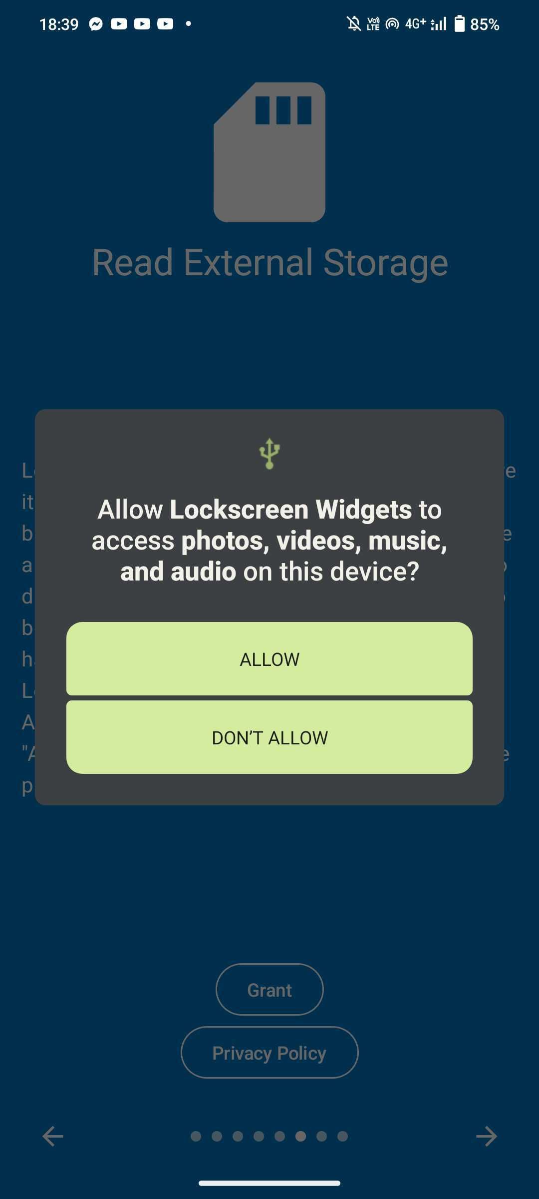 Allow Lockscreen Widgets to read external storage on Android