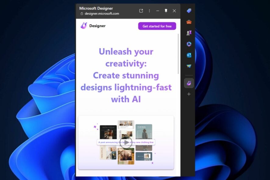 Designer в Microsoft Edge — предпросмотр