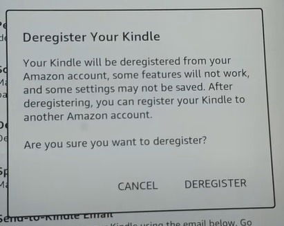 Подтверждение Deregister на Kindle