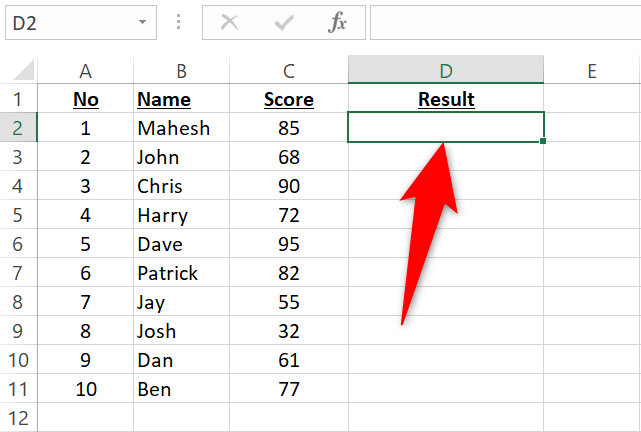 Выбор ячейки для формулы