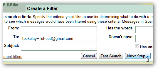 Creazione filtro Gmail basato sul campo A