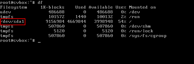 Вывод df с указанием /dev/sda1