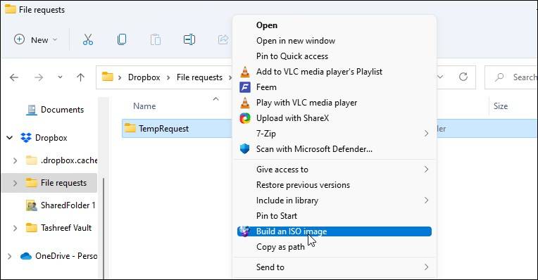 Контекстное меню Проводника Windows 11, опция создания ISO через WinCDEmu.