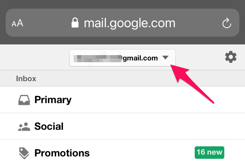 Список аккаунтов в Gmail через Safari