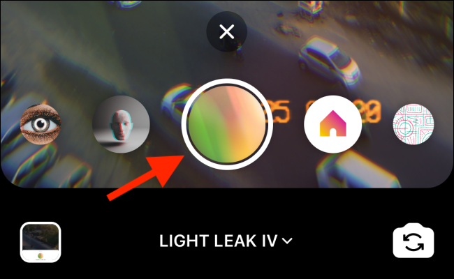 Найдите сохранённые эффекты слева в карусели