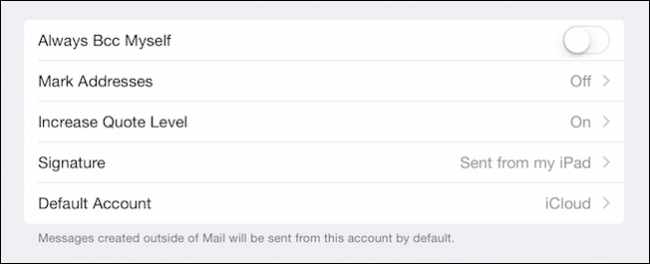 Параметры составления сообщений: подпись, BCC и отступы цитирования