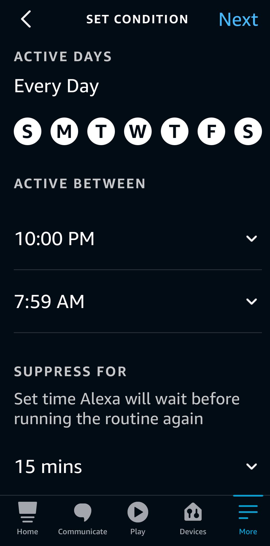 Выбор дней и времени для рутины