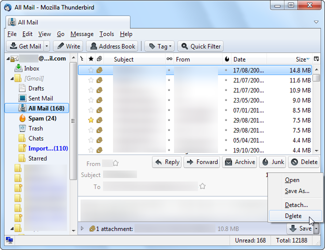 Удаление вложения в почтовом клиенте без удаления тела письма