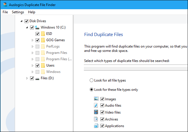 Окно Auslogics Duplicate File Finder с предпросмотром изображений