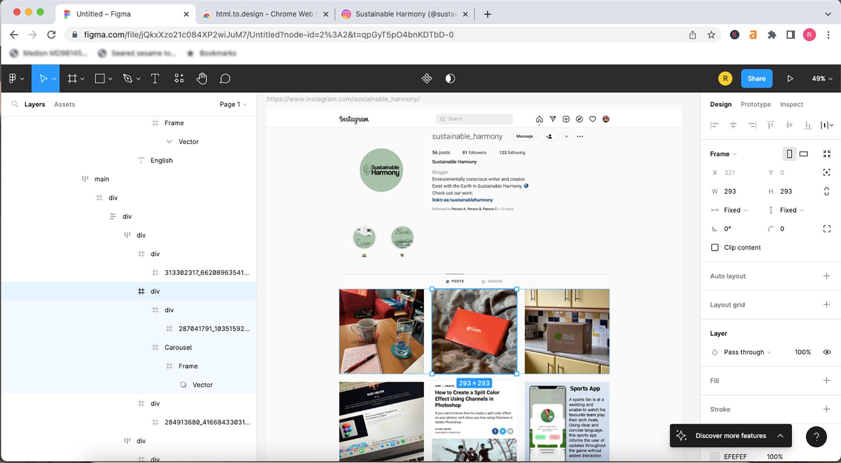 Figma insta page design.