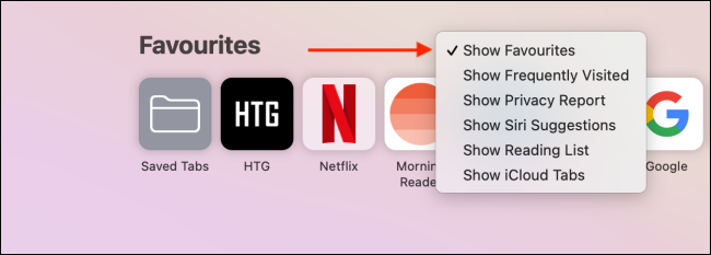 Quickly Show or Hide a Safari Start Page Section