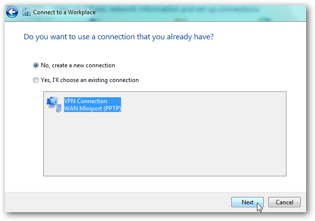 Создание нового VPN‑подключения