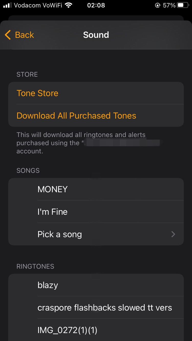 Выбор звука в приложении Часы