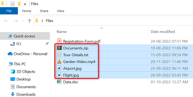 Удерживайте Shift и щёлкните последний файл.