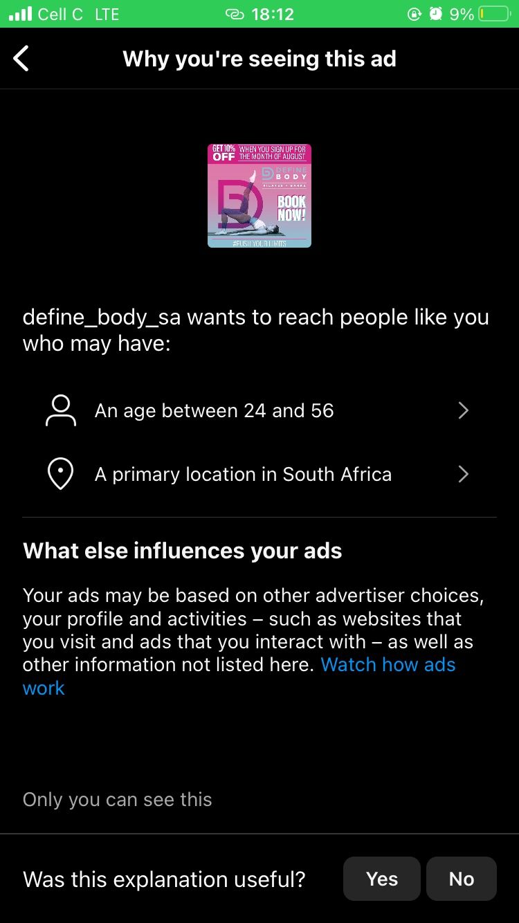 Why you're seeing this ad page on Instagram iOS app