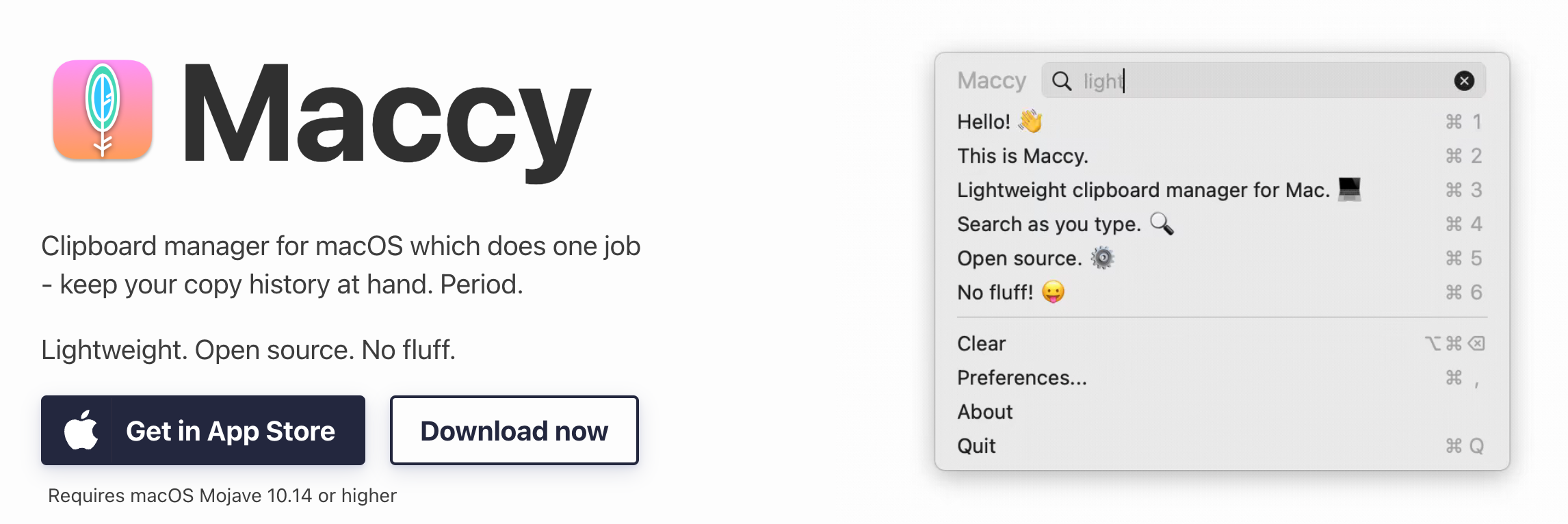 Главная страница сайта Maccy
