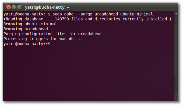 Терминал — удаление ureadahead