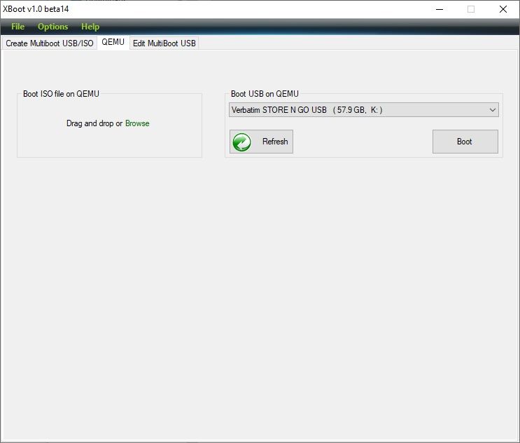 xboot multiboot tool qemu options