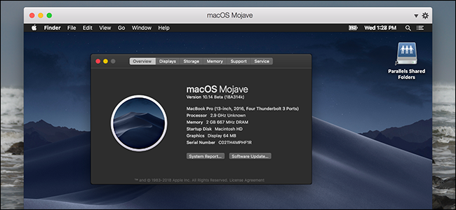 Установить macOS Mojave в Parallels Desktop Lite