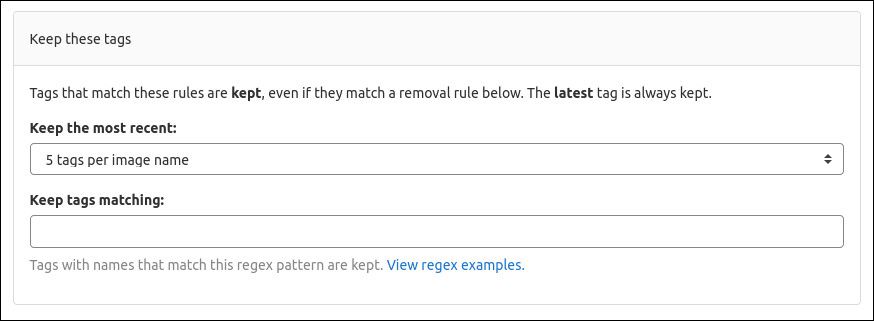 Скриншот настроек политики очистки Container Registry GitLab