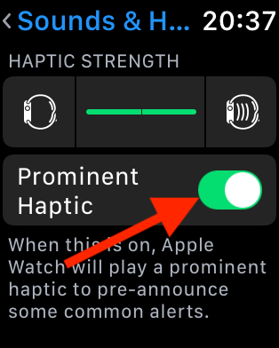 Включение опции Prominent Haptic в настройках