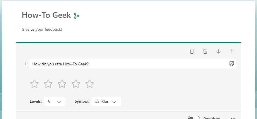 Первый вопрос примера опроса HTG в Microsoft Forms.