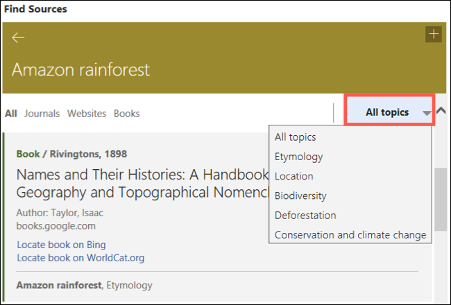Выберите подпункт Все темы под релевантной темой