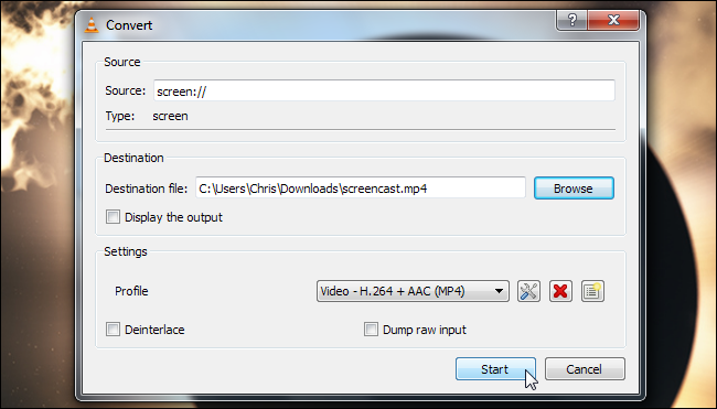 Кнопки: Сохранить и Старт