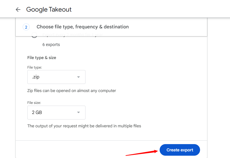 Select Export Preferences
