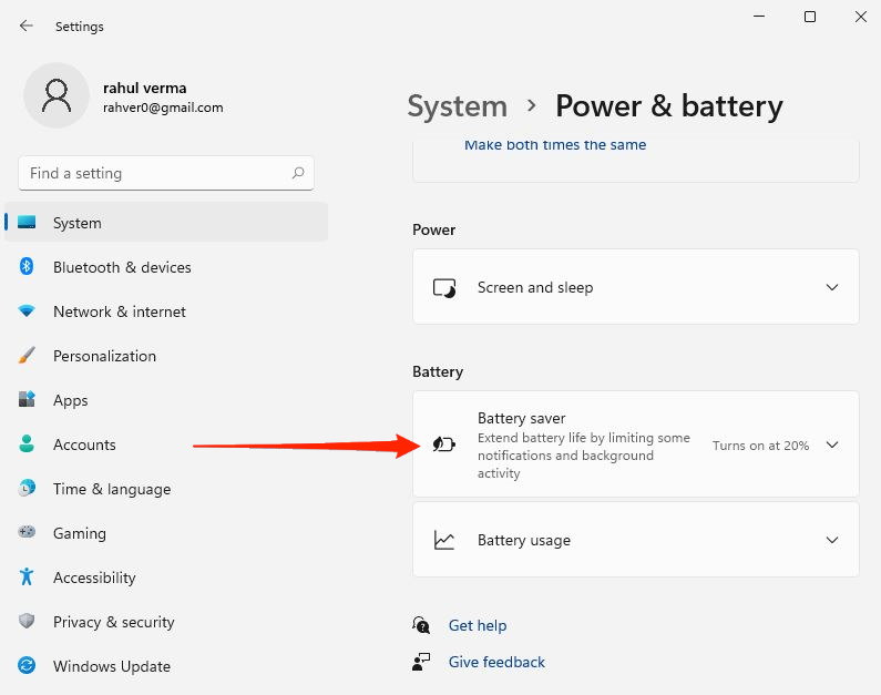 Режим экономии заряда батареи в Windows 11
