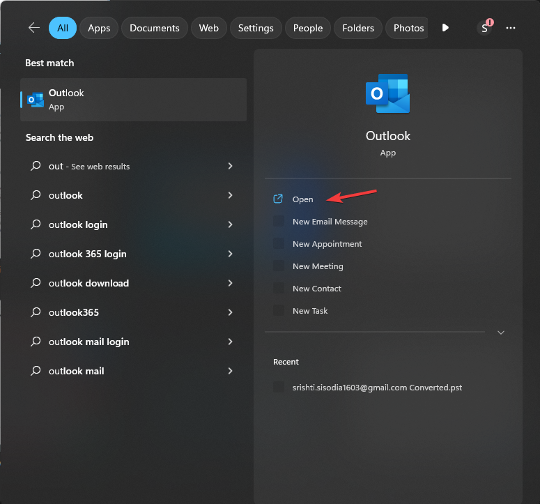 Launch Outlook using Windows key