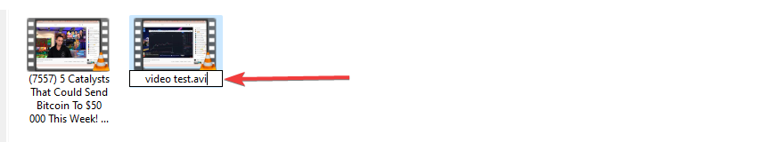 Переименование файла в .avi в проводнике Windows