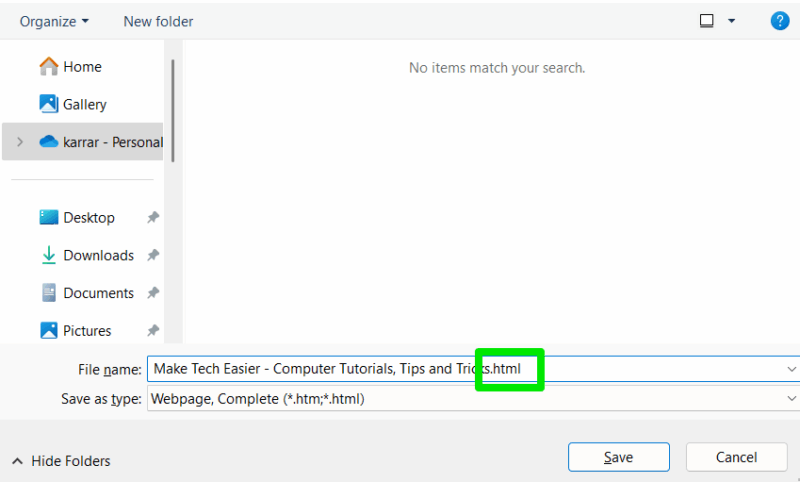 Диалог сохранения файла в Windows с видимым расширением