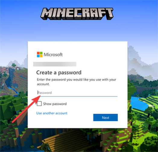 Форма создания пароля для Microsoft‑аккаунта