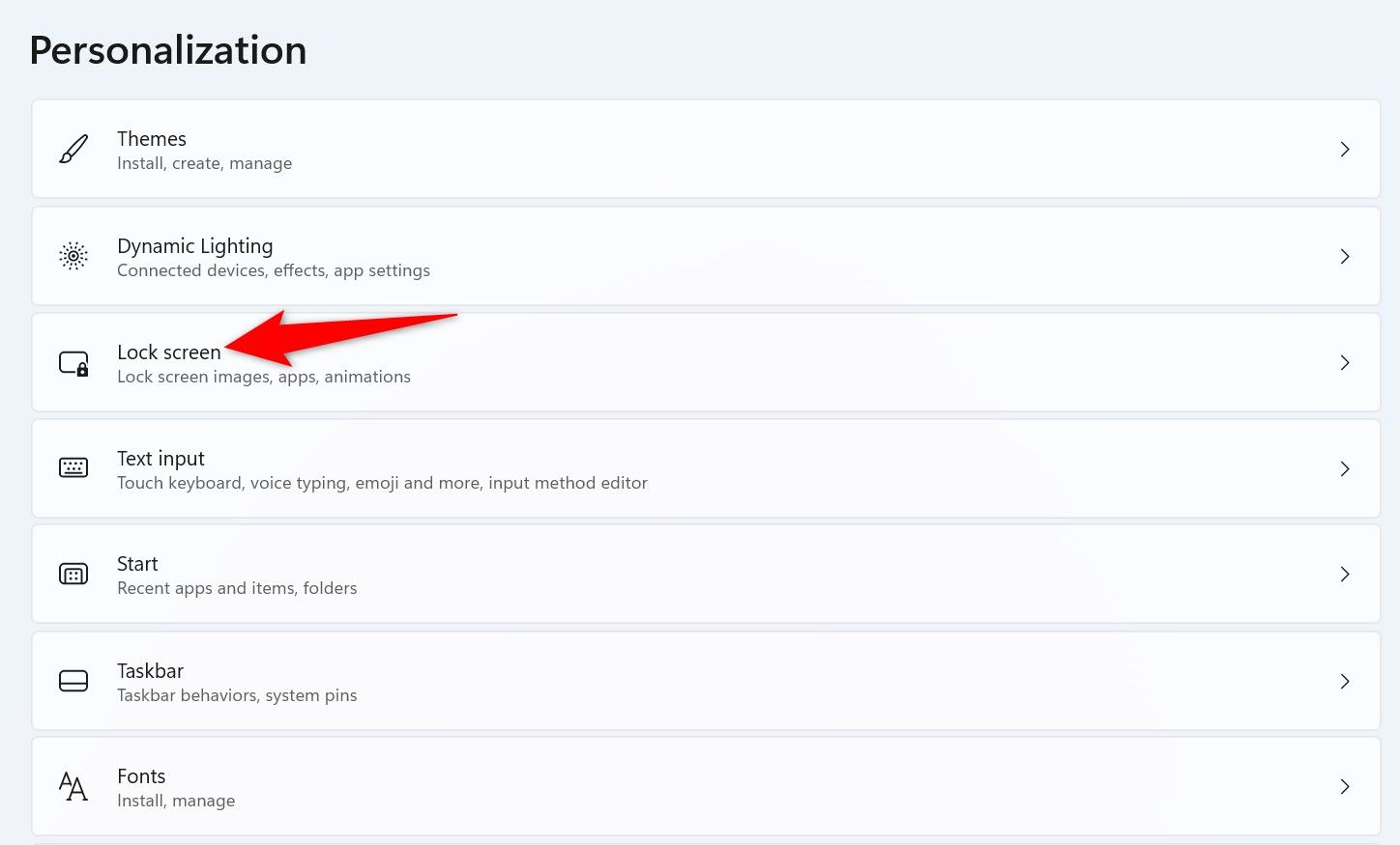 Выделен раздел 'Lock Screen' в настройках Windows 11