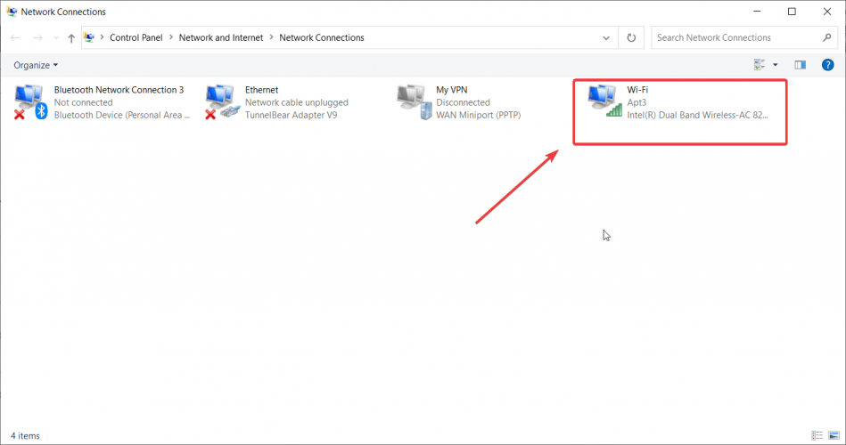 Окно состояния Wi‑Fi-соединения