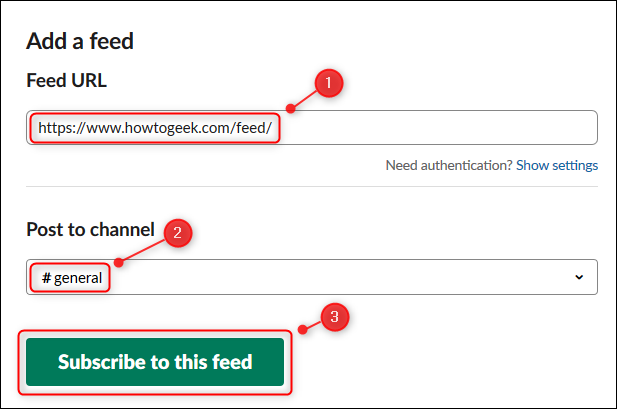 Раздел «Добавить ленту» на странице приложения RSS