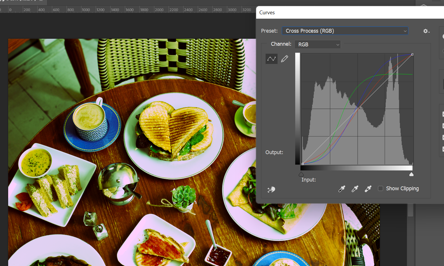 Пресет Cross-Process (RGB) в Photoshop.