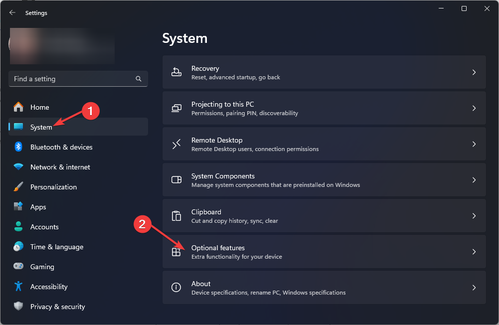 Окно Настройки — раздел Система, Дополнительные функции