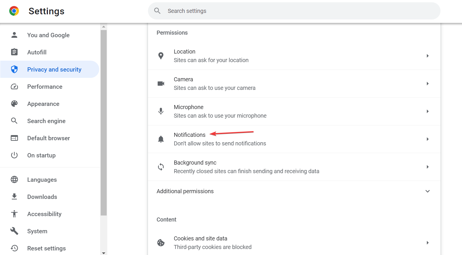 Настройки уведомлений сайтов в Chrome