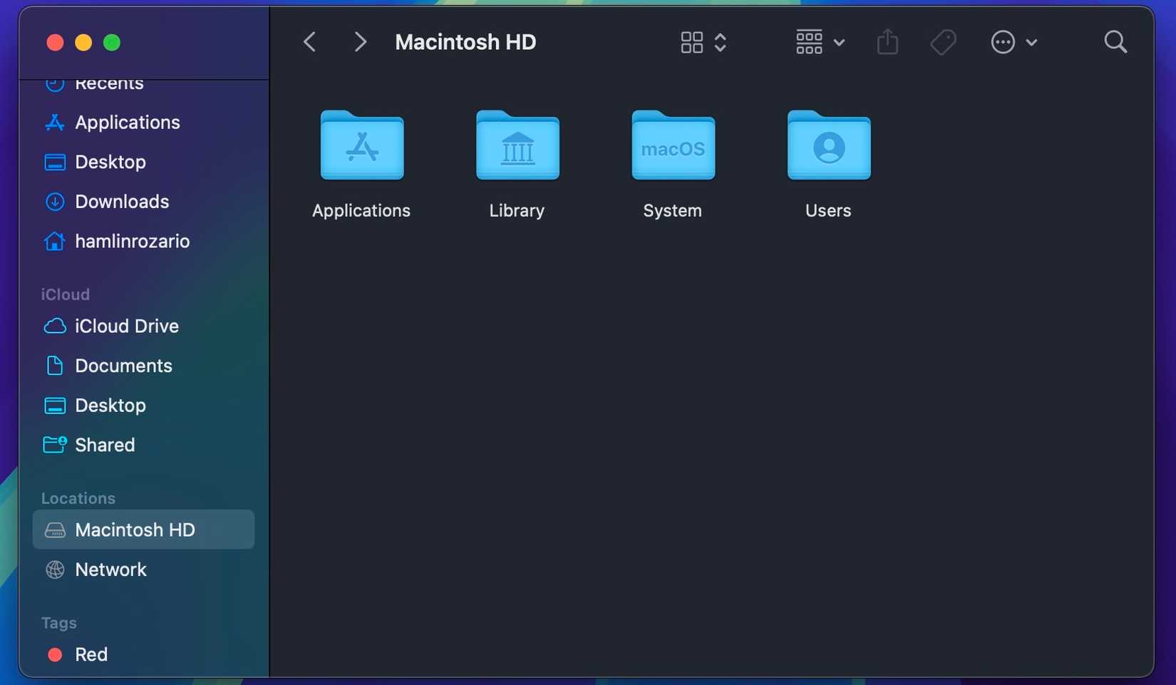 Окно Finder, показано содержимое локальной папки Library