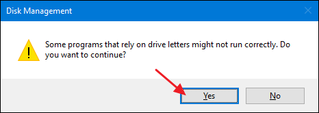 Предупреждение: некоторые приложения могут полагаться на букву диска