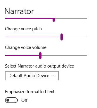 Настройки форматированного текста в Narrator