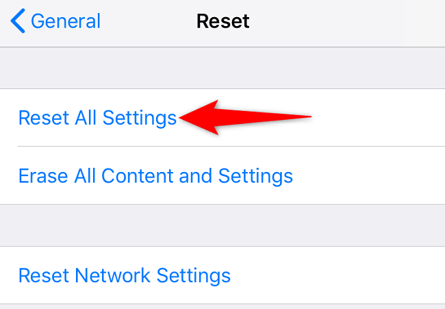 Нажмите «Сбросить все настройки» вверху экрана.