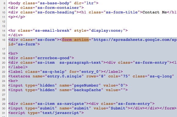 Пример найденного фрагмента кода формы в исходнике