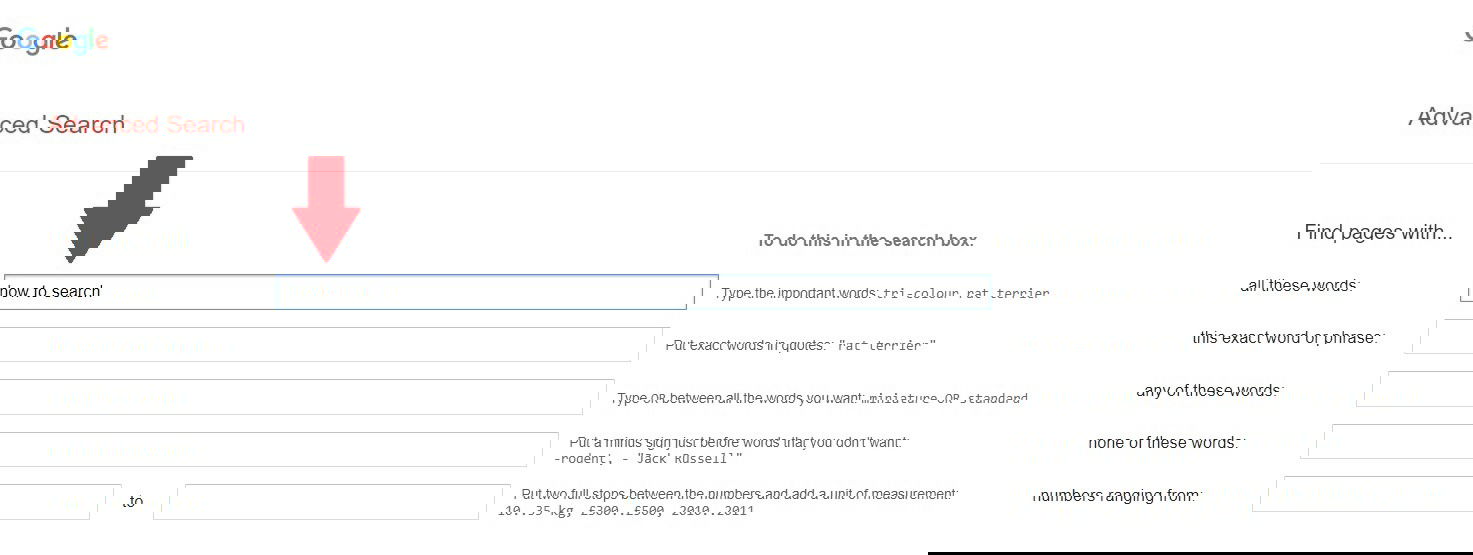 Поле «Найти страницы с …» в Google