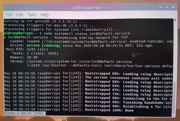 Статус службы Tor должен быть