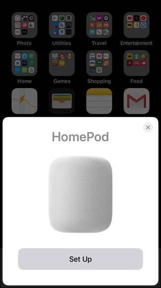 Автоматическое окно настройки на iPhone рядом с HomePod