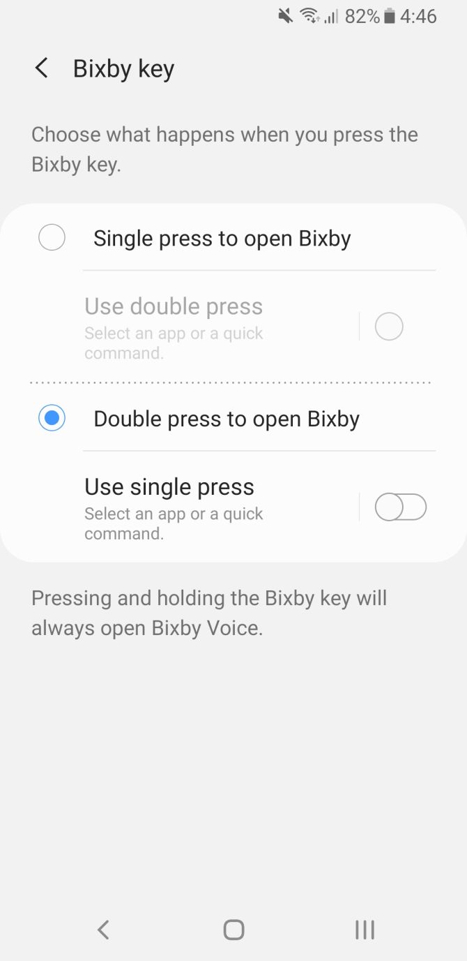 Настройки клавиши Bixby