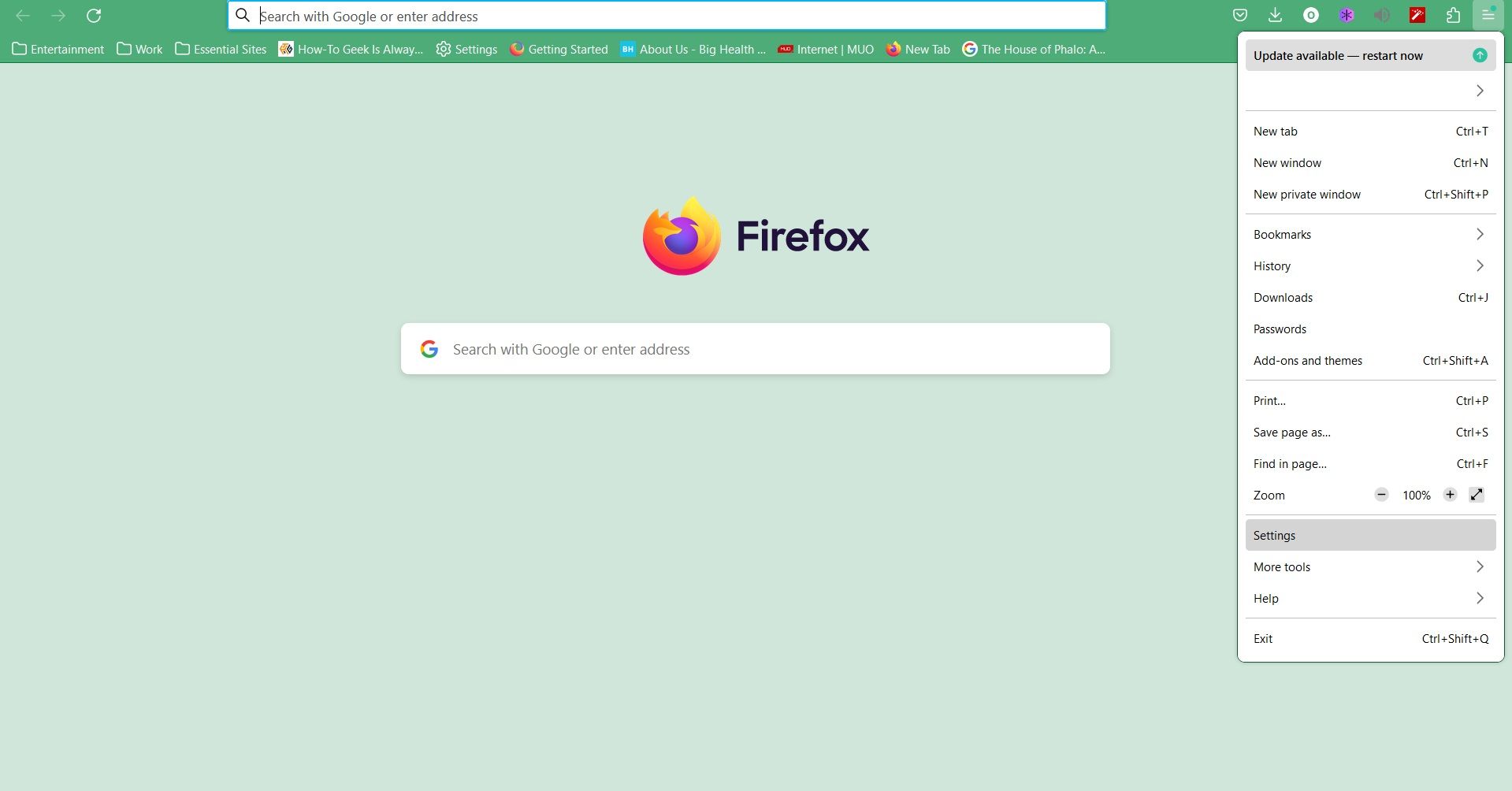 Домашняя страница Firefox